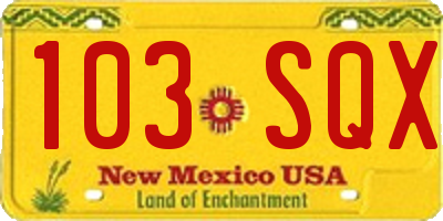 NM license plate 103SQX