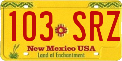 NM license plate 103SRZ