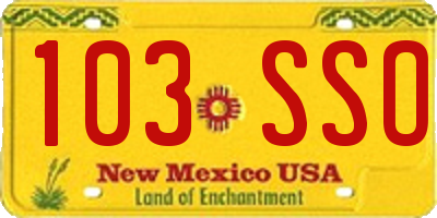 NM license plate 103SSO