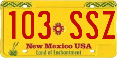 NM license plate 103SSZ