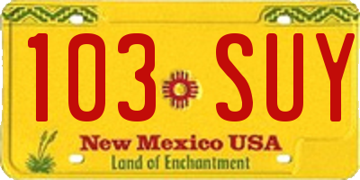 NM license plate 103SUY