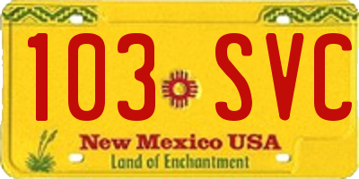 NM license plate 103SVC