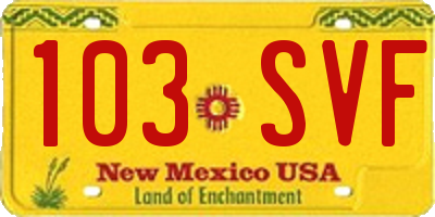 NM license plate 103SVF