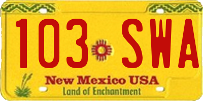NM license plate 103SWA