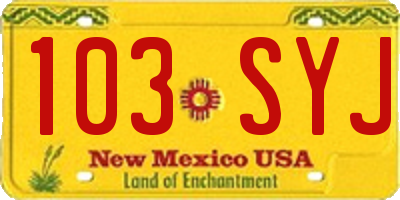 NM license plate 103SYJ