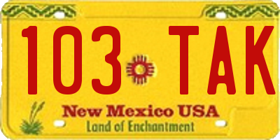 NM license plate 103TAK