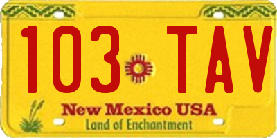 NM license plate 103TAV