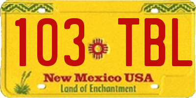 NM license plate 103TBL