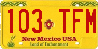 NM license plate 103TFM