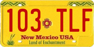 NM license plate 103TLF
