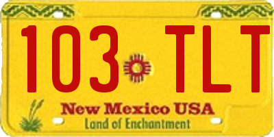 NM license plate 103TLT
