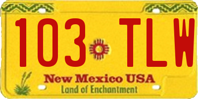 NM license plate 103TLW