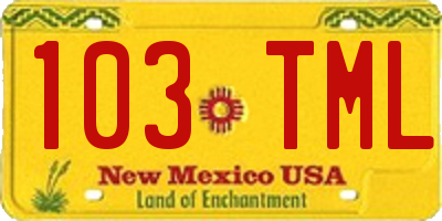 NM license plate 103TML