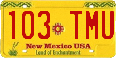 NM license plate 103TMU