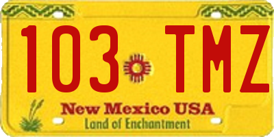 NM license plate 103TMZ