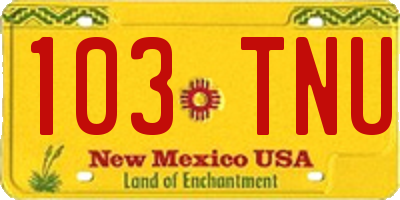 NM license plate 103TNU