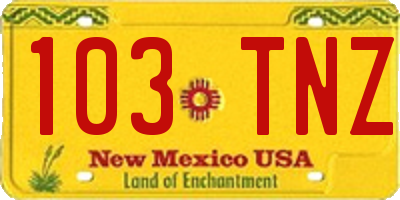 NM license plate 103TNZ