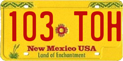 NM license plate 103TOH