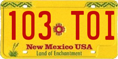 NM license plate 103TOI