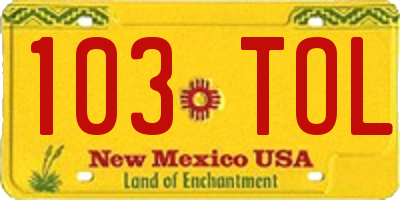 NM license plate 103TOL