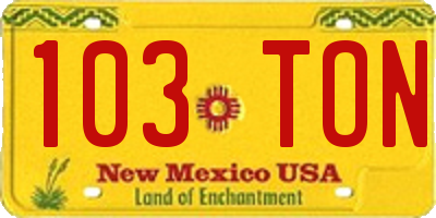NM license plate 103TON