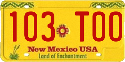 NM license plate 103TOO