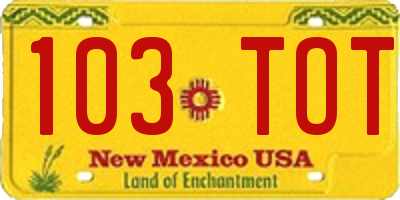 NM license plate 103TOT