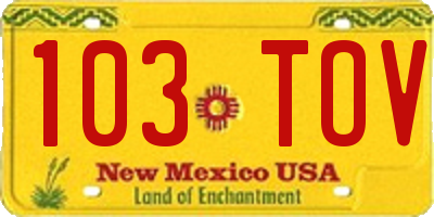 NM license plate 103TOV