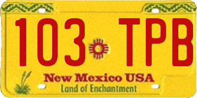 NM license plate 103TPB