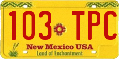 NM license plate 103TPC