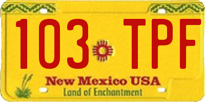 NM license plate 103TPF