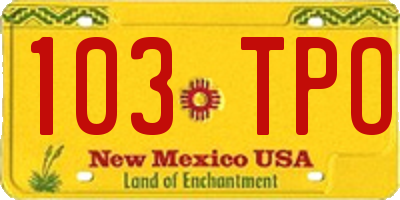 NM license plate 103TPO