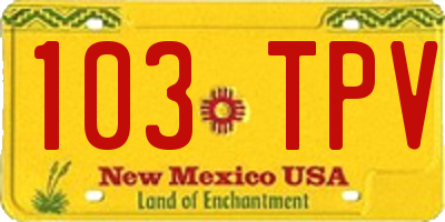NM license plate 103TPV