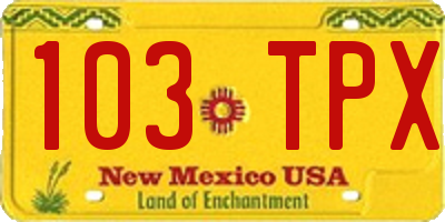 NM license plate 103TPX