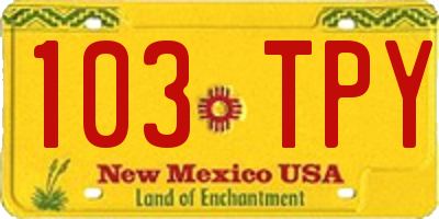 NM license plate 103TPY
