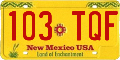 NM license plate 103TQF