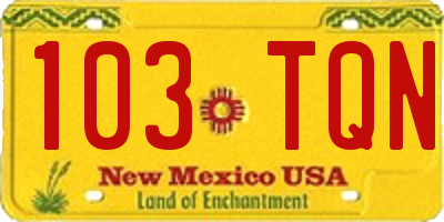 NM license plate 103TQN