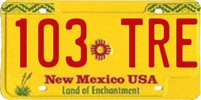 NM license plate 103TRE