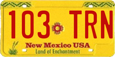 NM license plate 103TRN