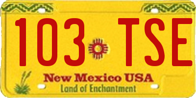 NM license plate 103TSE