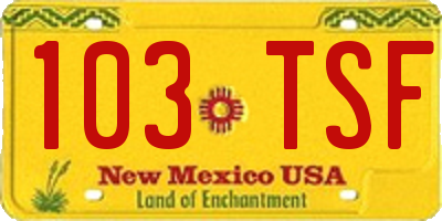 NM license plate 103TSF