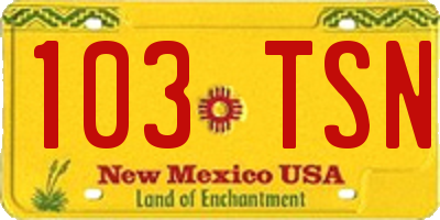 NM license plate 103TSN