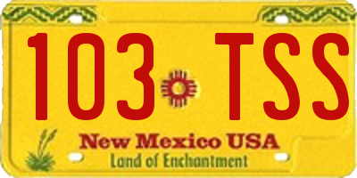 NM license plate 103TSS
