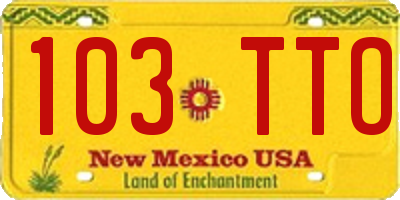 NM license plate 103TTO
