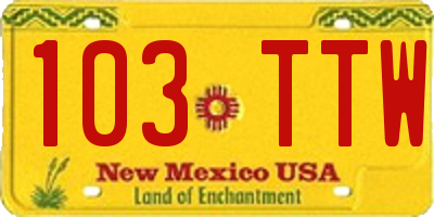 NM license plate 103TTW