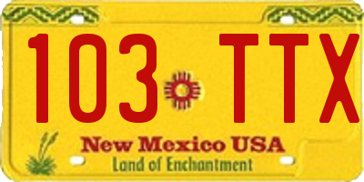 NM license plate 103TTX