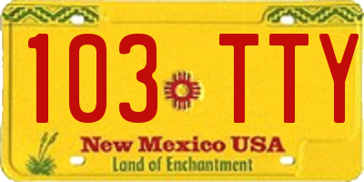 NM license plate 103TTY