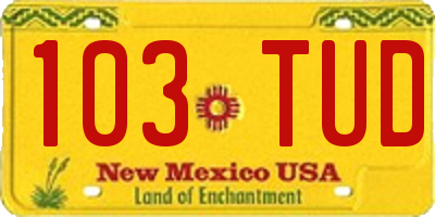 NM license plate 103TUD