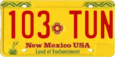 NM license plate 103TUN