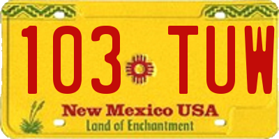 NM license plate 103TUW